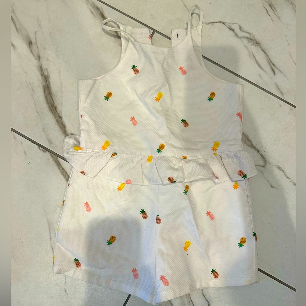 Janie and Jack White Pineapple Print Peplum Romper